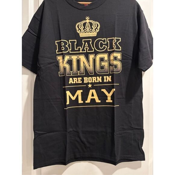Black Kings are born in May T-shirt size Large - Picture 1 of 2
